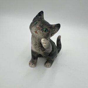 Goebel Vintage Porcelain Cat W. Germany Figurine Goebel Backstamp 1970s gray